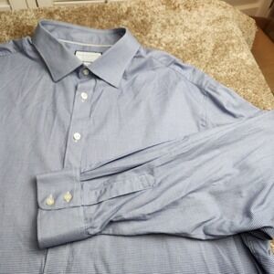 Charles Tyrwhitt Mens 19/37 Egyptian Cotton Classic Fit Blue Houndstooth Shirt